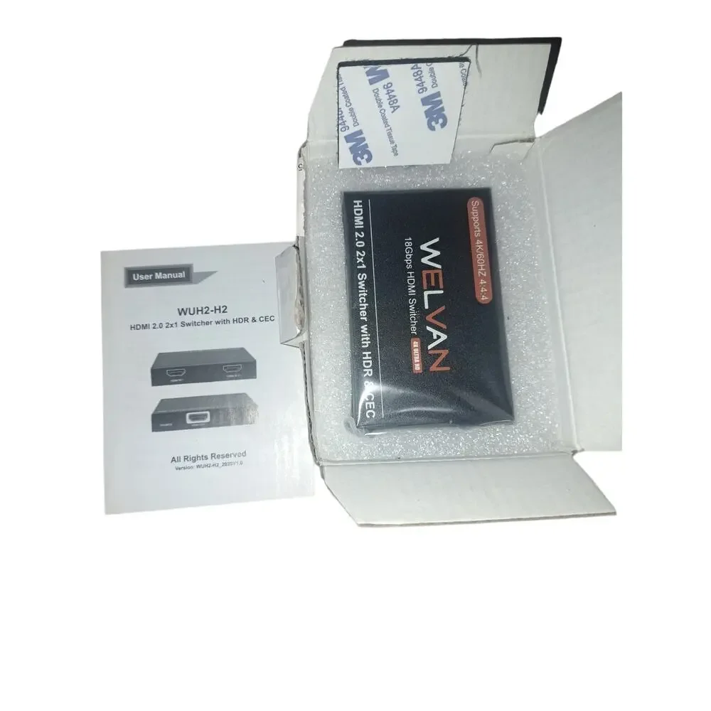 NIB- WELVAN HDMI Switcher 2.0 3x1 Splitter with HDR & CEC WUH3-H2